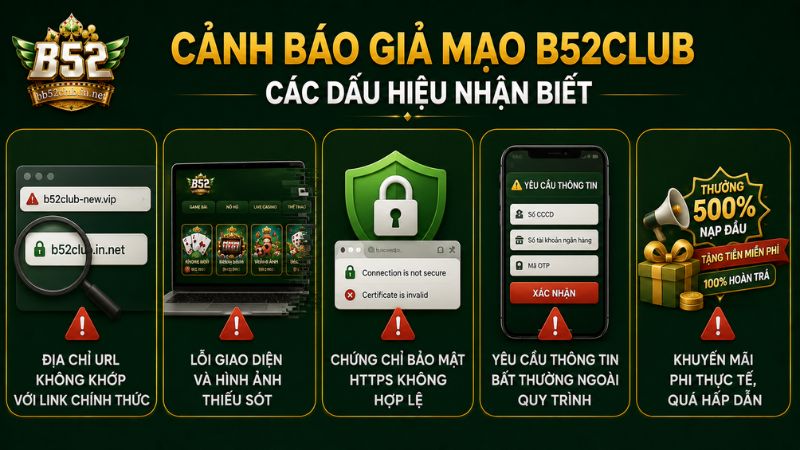 Những dấu hiệu cảnh báo giả mạo B52Club
