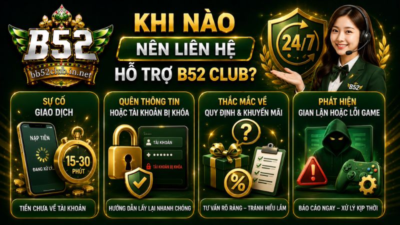 Khi nào thành viên nên liên hệ đội ngũ hỗ trợ B52 Club?